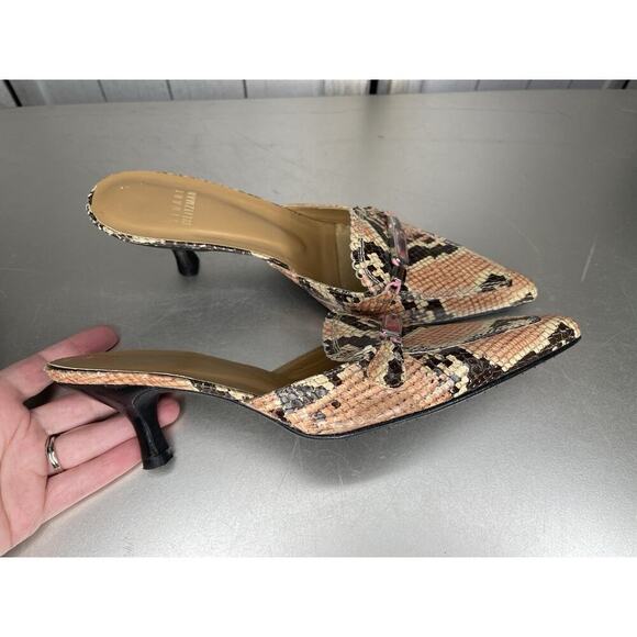Stuart Weitzman Pink Tones Snakeskin Heels Pointed Toe Kitten Heel Y2K Size 5.5 - Picture 3 of 6
